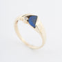 Yellow gold ring with lapis lazuli and zirconia