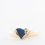 Yellow gold ring with lapis lazuli and zirconia