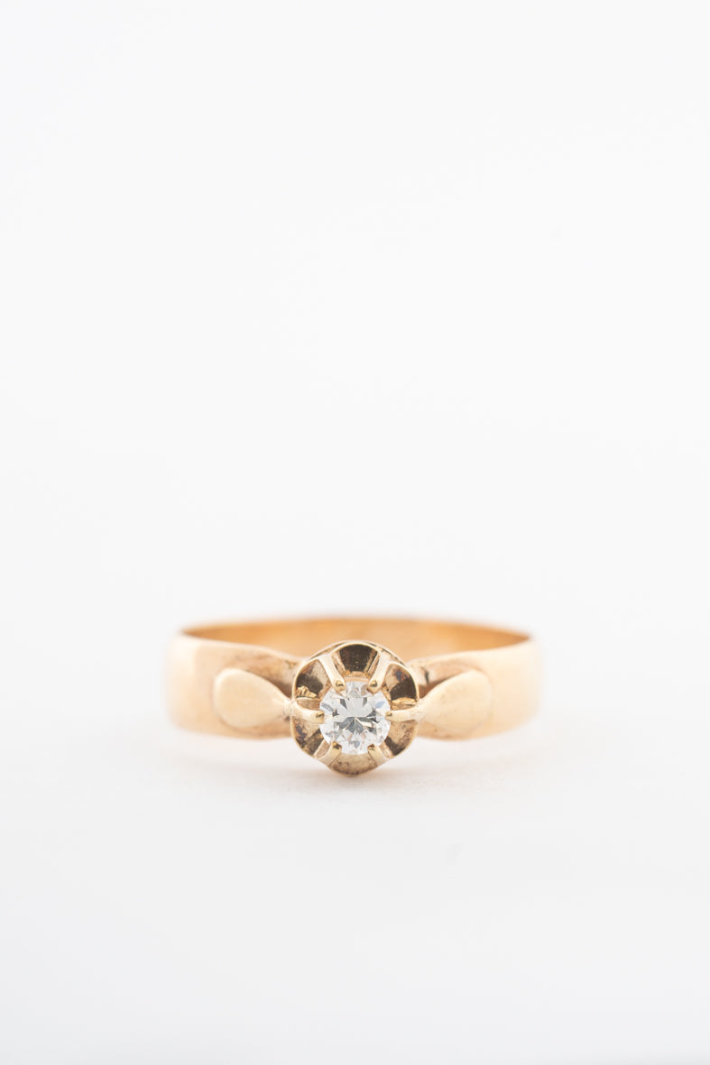 Geelgouden solitaire ring met een briljant