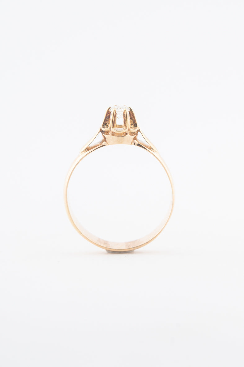 Geelgouden solitaire ring met een briljant