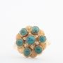 Geelgouden entourage ring met turkooizen