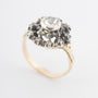 Antique yellow gold entourage ring with diamonds set in silver