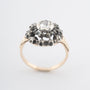 Antique yellow gold entourage ring with diamonds set in silver