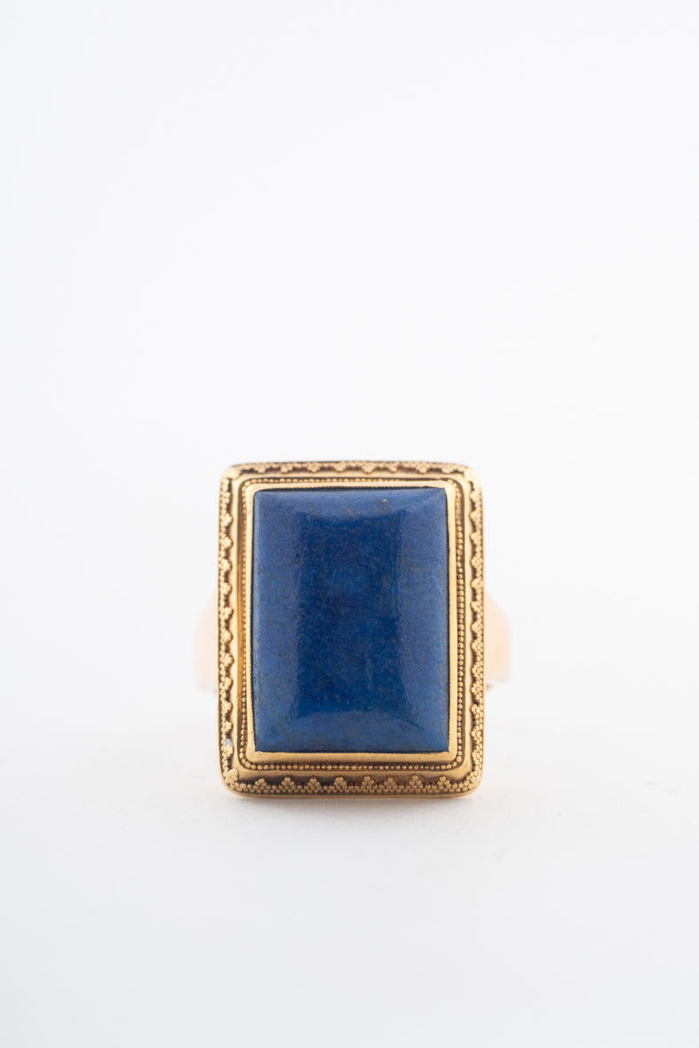 Geelgouden ring met lapis lazuli