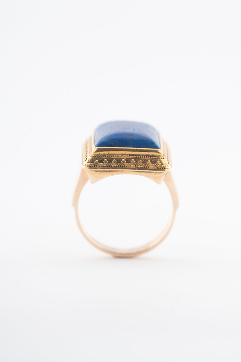 Geelgouden ring met lapis lazuli