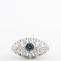 Platina bandring met blauwe spinel en diamanten