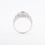 Platina bandring met blauwe spinel en diamanten