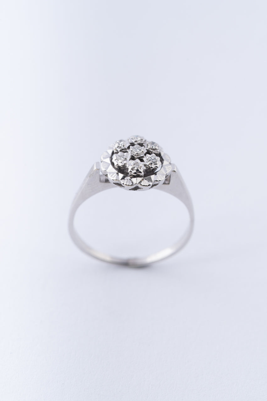 Wit gouden entourage ring met diamanten