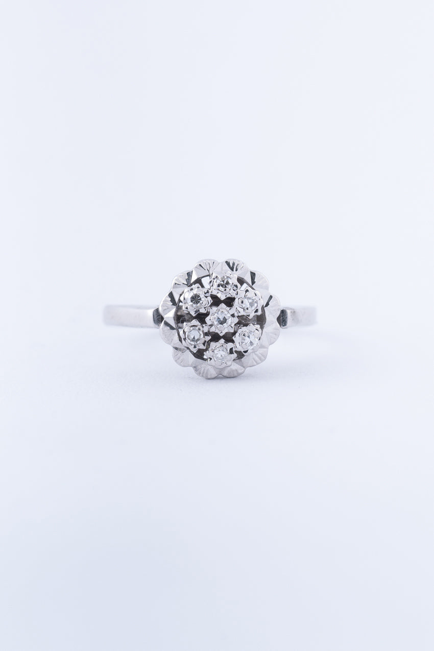 Wit gouden entourage ring met diamanten