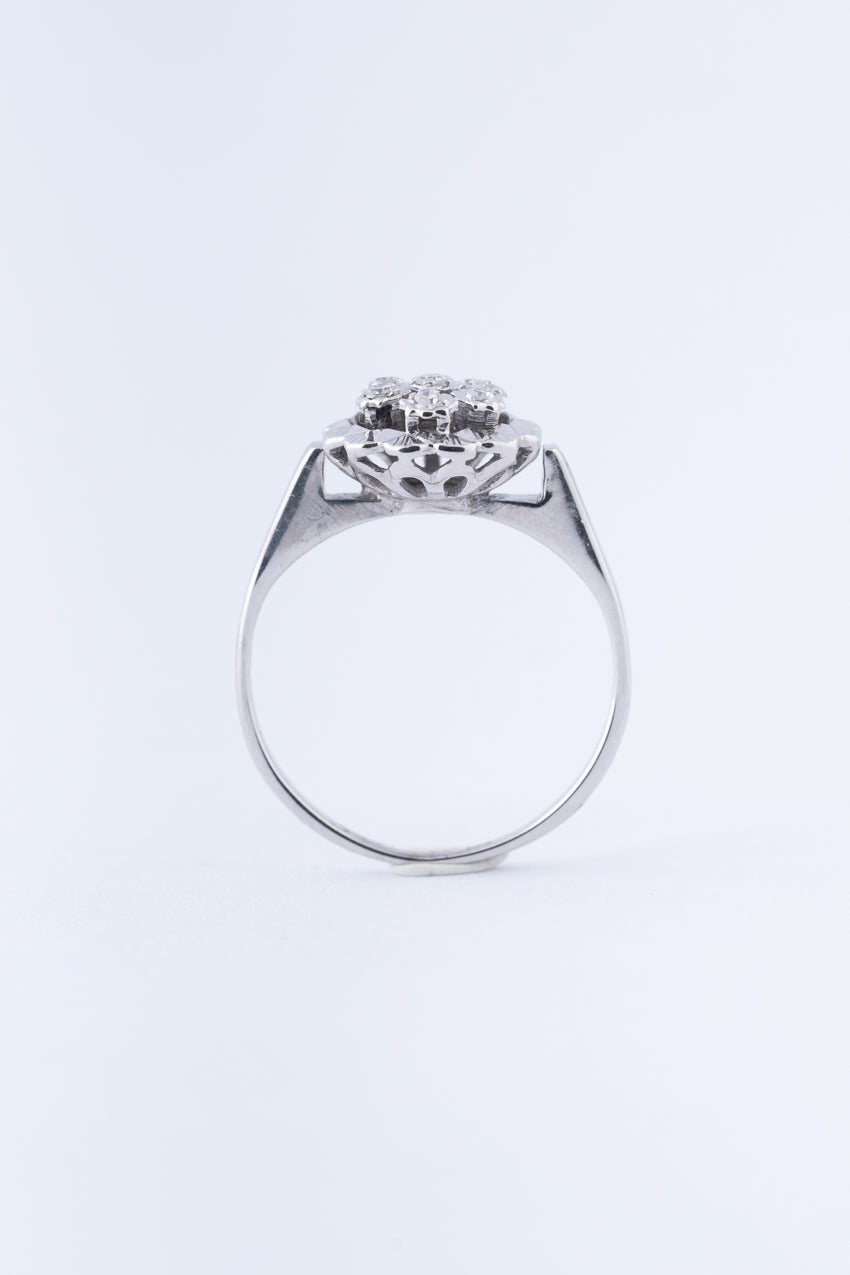 Wit gouden entourage ring met diamanten