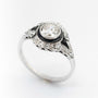 Antique white gold Art Deco ring with enamel, brilliant, and diamonds