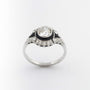 Antique white gold Art Deco ring with enamel, brilliant, and diamonds