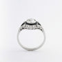 Antique white gold Art Deco ring with enamel, brilliant, and diamonds