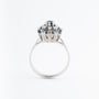 White gold double entourage ring with blue topaz and diamonds