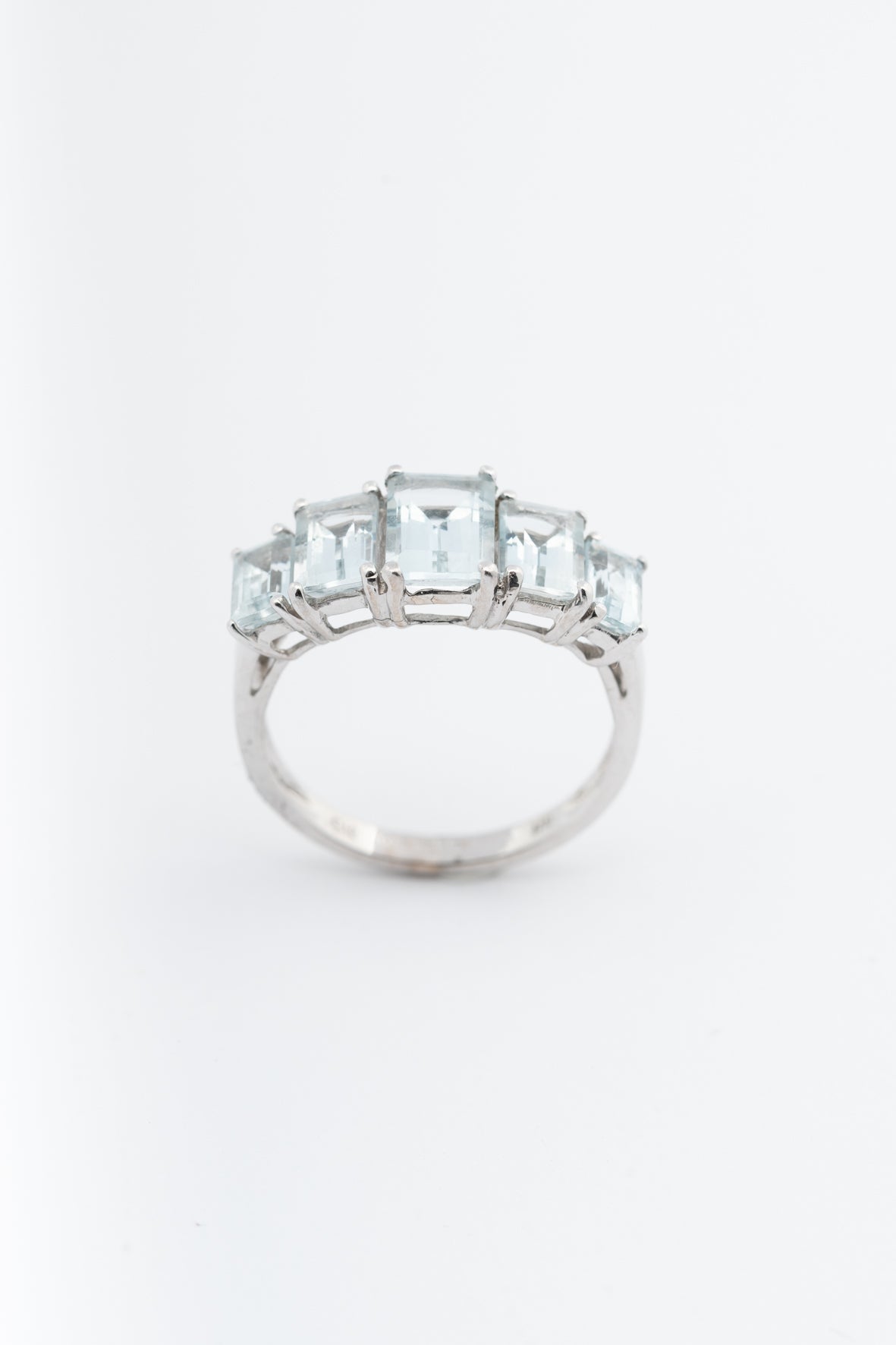 Row ring with aquamarines (BWG)