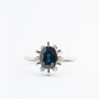 White gold entourage ring with a sapphire and diamonds (Bwg)