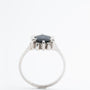 White gold entourage ring with a sapphire and diamonds (Bwg)
