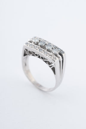 Wit gouden dubbele rij ring met briljanten en diamanten