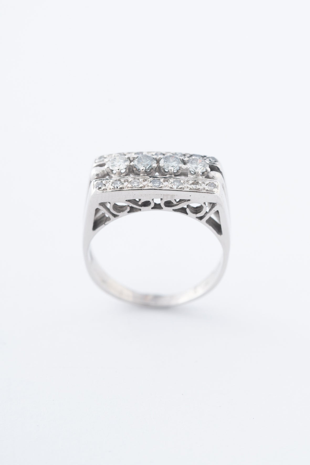 Wit gouden dubbele rij ring met briljanten en diamanten