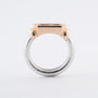 18 krt. wit/rosé gouden ring met een swinging diamond en briljanten