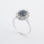 Witgouden entourage ring met een saffier en briljanten
