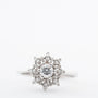 Witgouden entourage ring met een briljant en diamanten