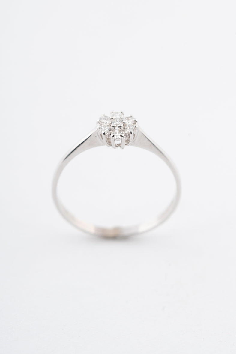 Witgouden entourage ring met briljanten