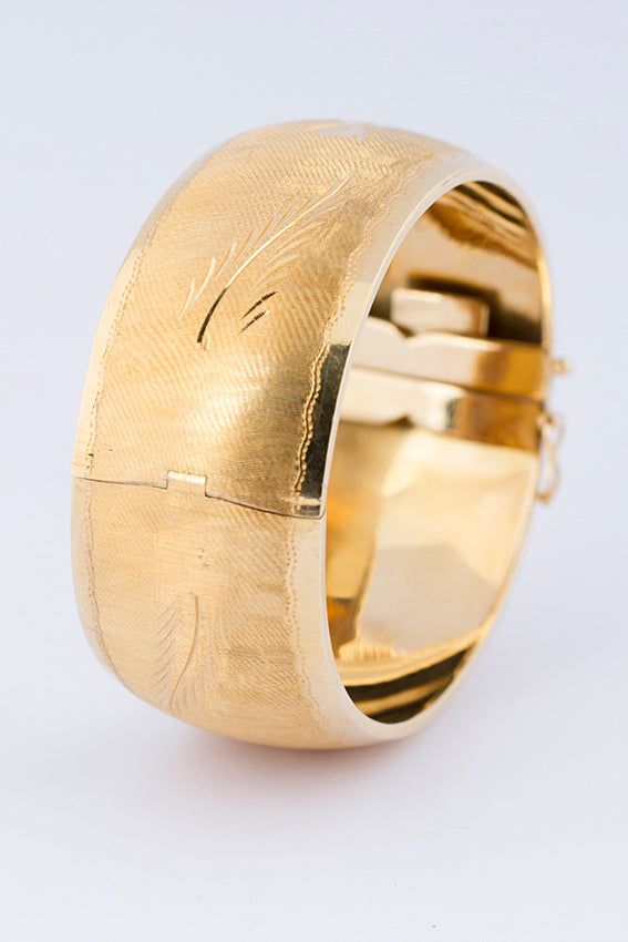 Wide gold slave bracelet