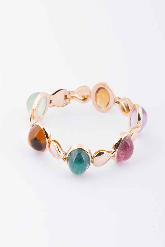 Tourmaline and quartz link bracelet