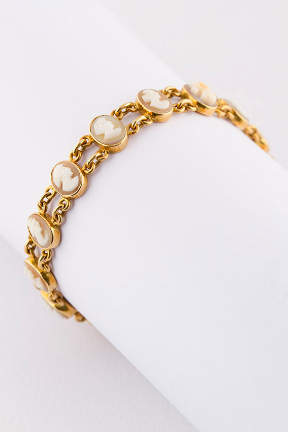 Schakel armband met cameeën