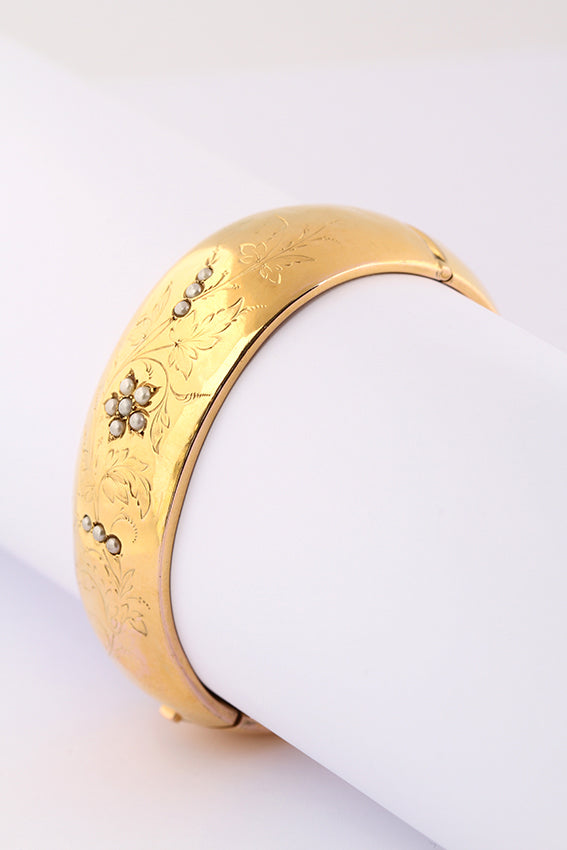 Antieke gouden armband met parels