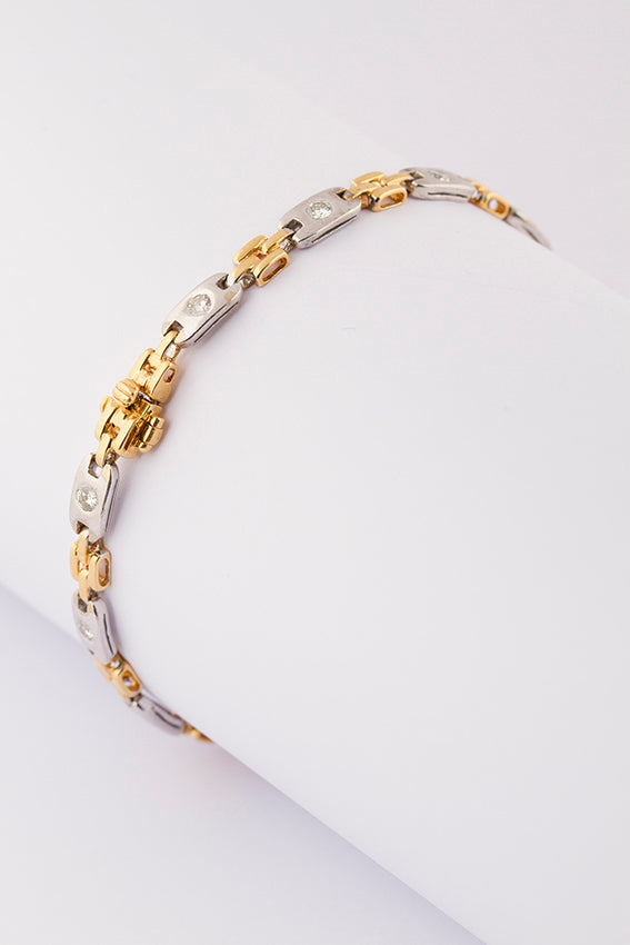 Wit/geel gouden armband met briljant