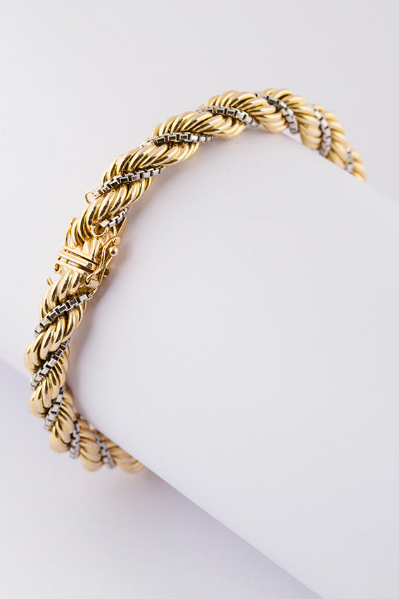 Wit/geel gouden koord armband