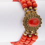 Red coral bracelet with gold clasp