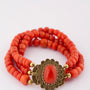 Red coral bracelet with gold clasp