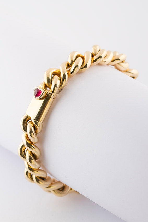 Solid gold bracelet with ruby