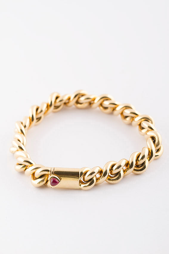 Solid gold bracelet with ruby