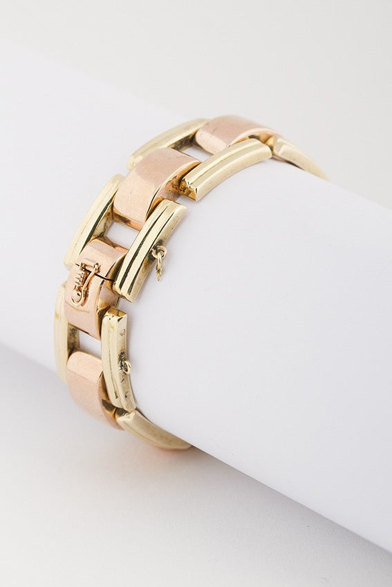 Gold bi-color link bracelet
