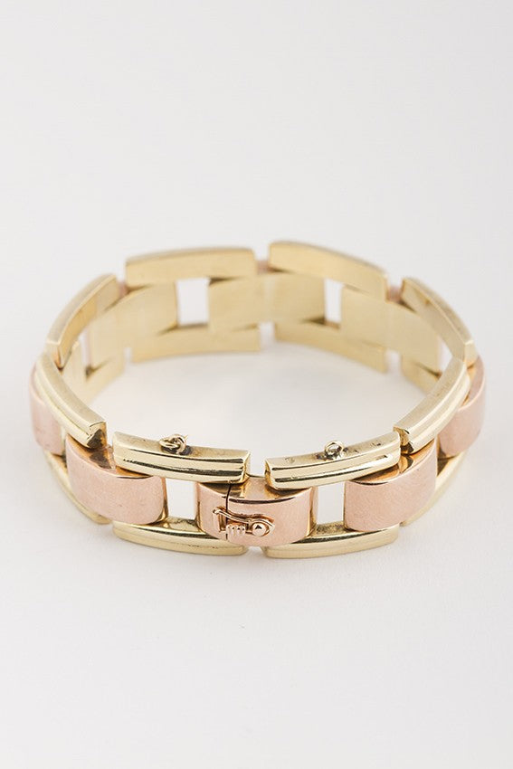 Gold bi-color link bracelet