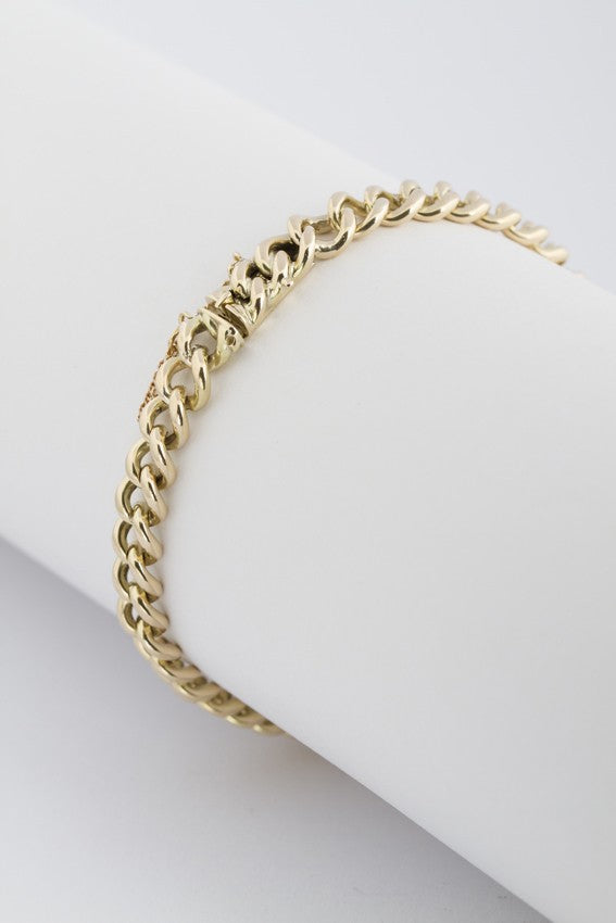 Gold solid gourmet link bracelet