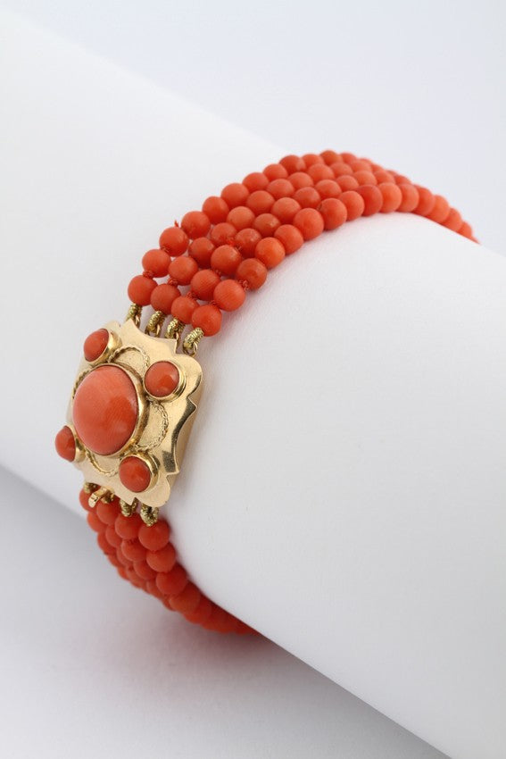 Antique 4-strand red coral bracelet