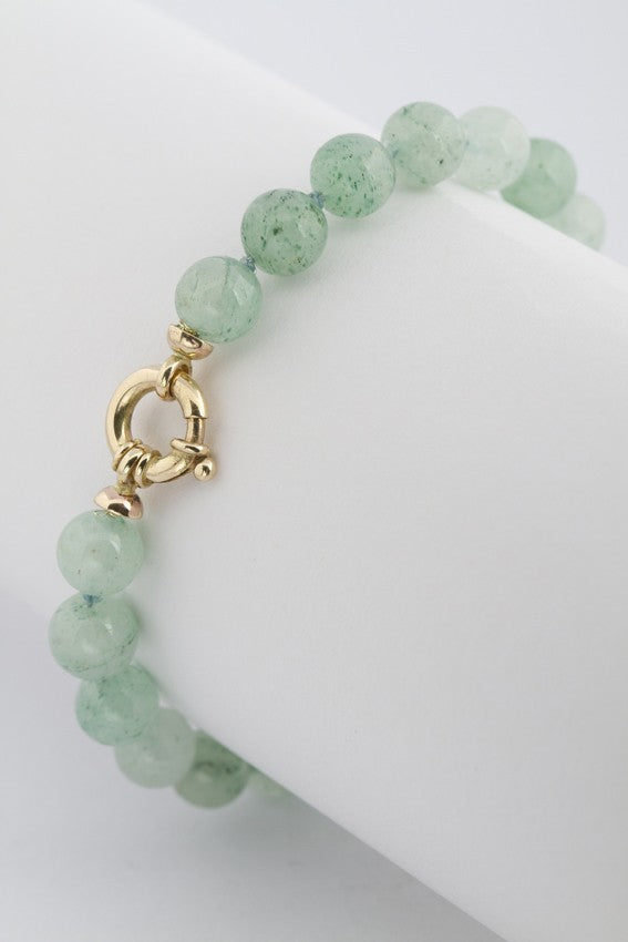 Jade bracelet with gold clasp