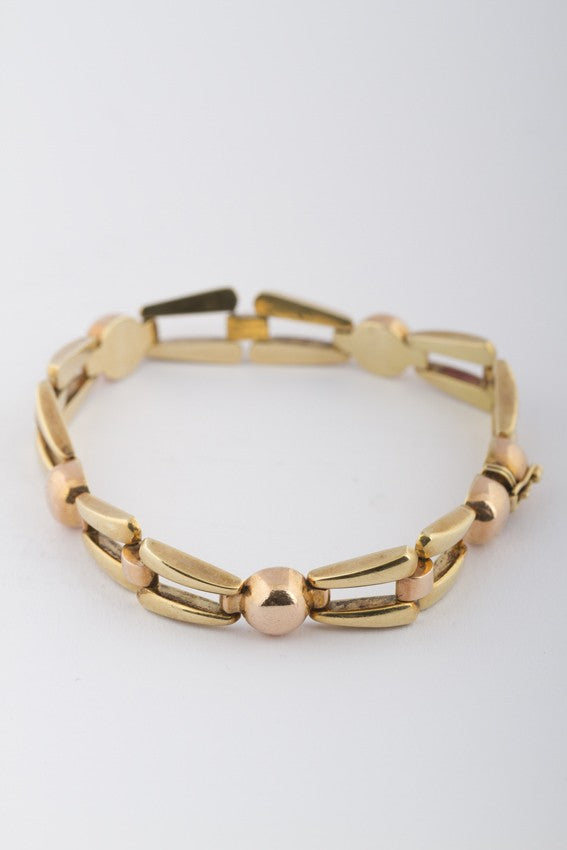 Gold bi-color link bracelet