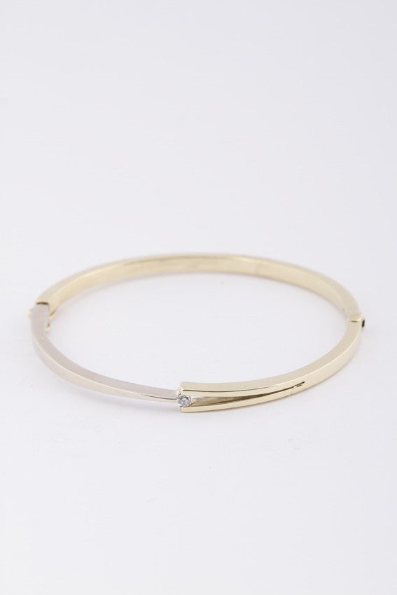 Wit/geel gouden slavenband met briljant