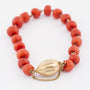 Bloedkoralen armband op goud geregen