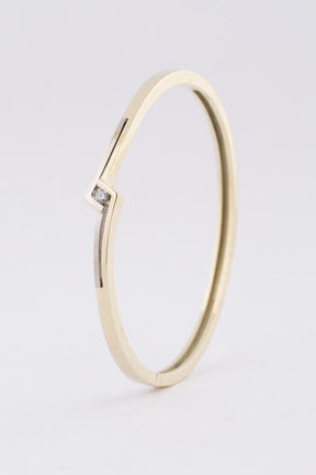 Wit/geel gouden bangle armband met briljant