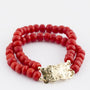 2-strand blood coral bracelet with gold clasp