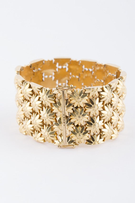 Wide gold link bracelet