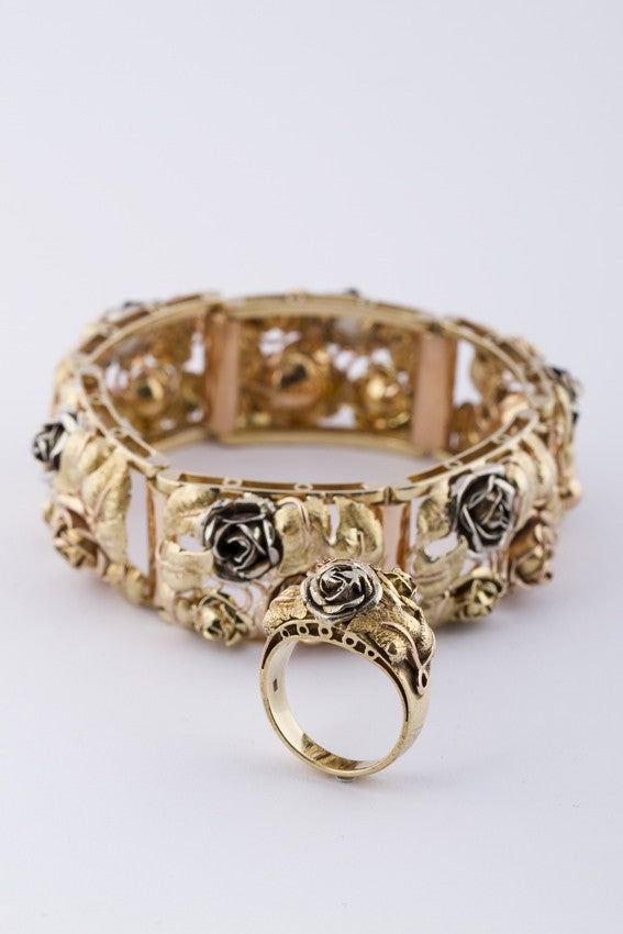 Old tri-color gold link bracelet