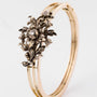 Antique gold clasp bracelet and silver applique with diamonds